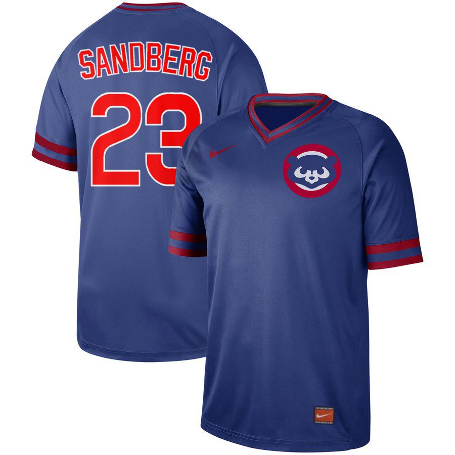 Men Chicago Cubs 23 Sandberg Blue Nike Cooperstown Collection Legend V-Neck MLB Jersey